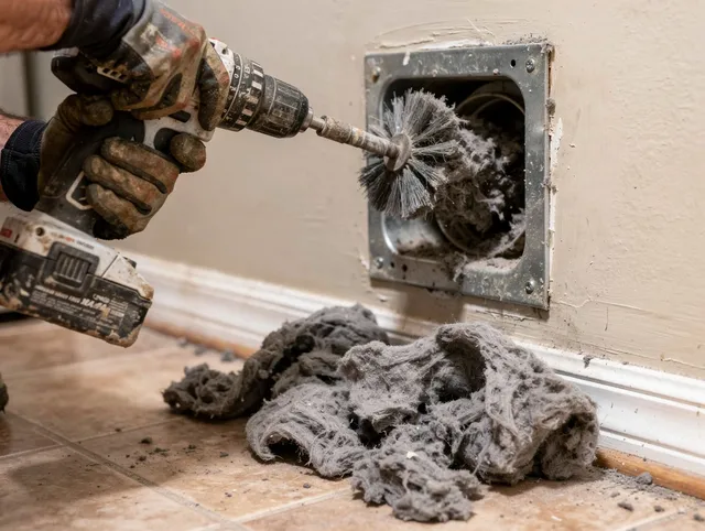 Certified French Valley Dryer Vent Cleaning technician performing dryer vent cleaning in French Valley