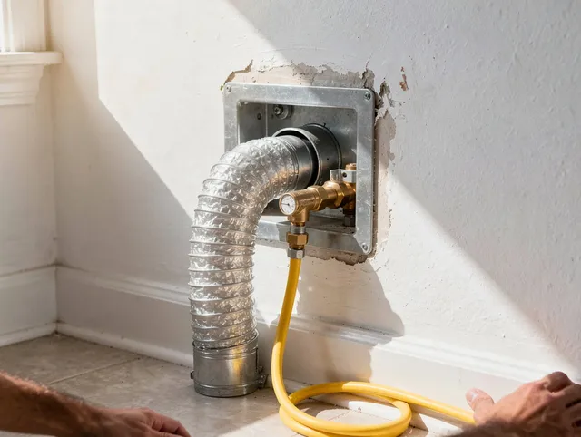 French Valley Dryer Vent Cleaning certified technician performing specialized gas dryer vent cleaning in French Valley